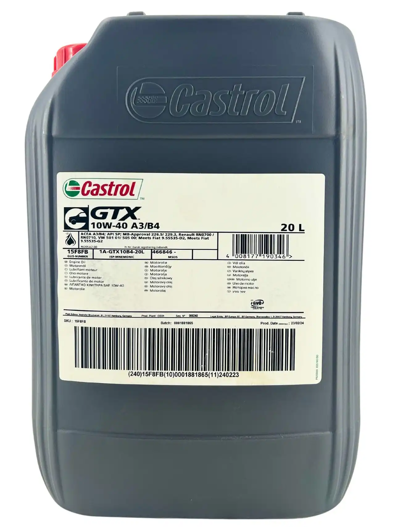 Castrol GTX 10W-40 A3/B4 20 Liter