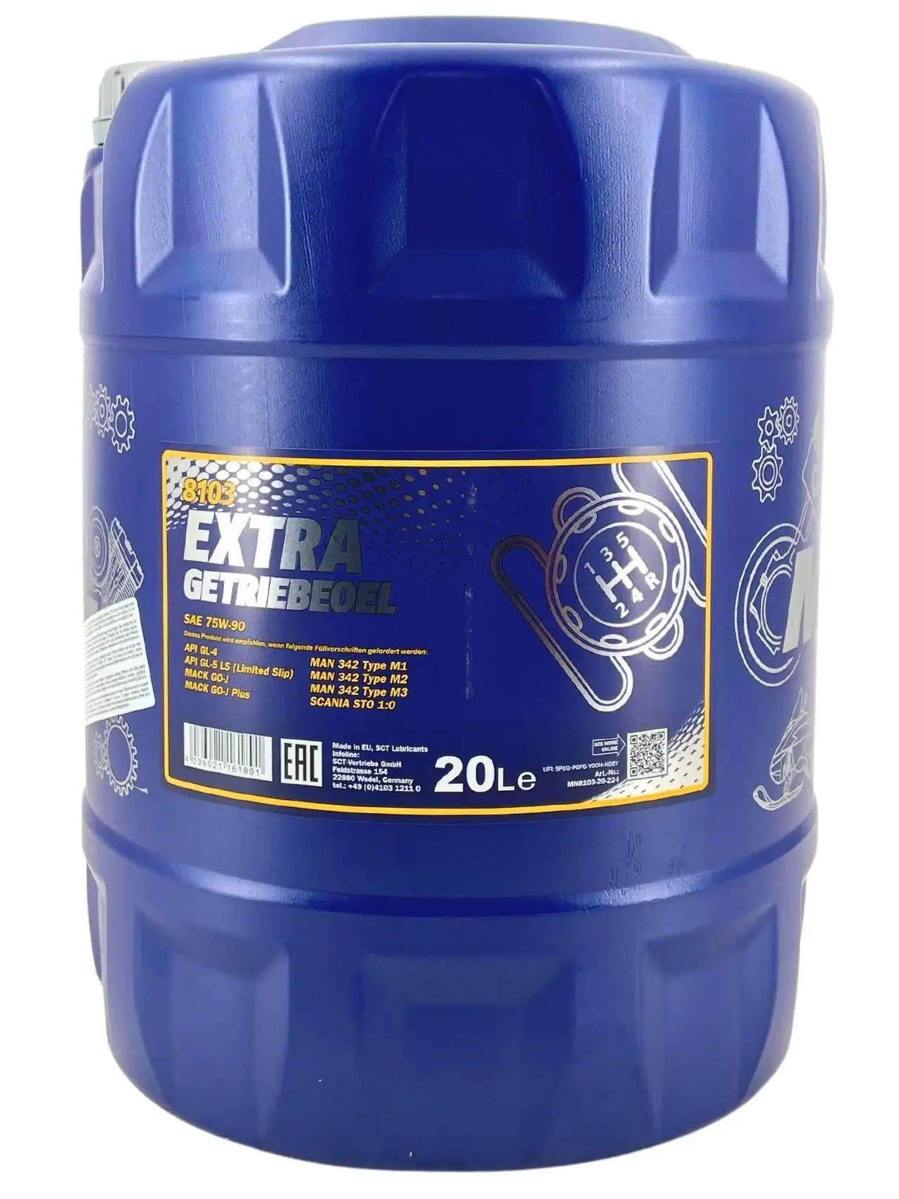 Mannol Extra Gear Oil Getriebeöl 75W-90 GL-4/GL-5 LS 20 Liter