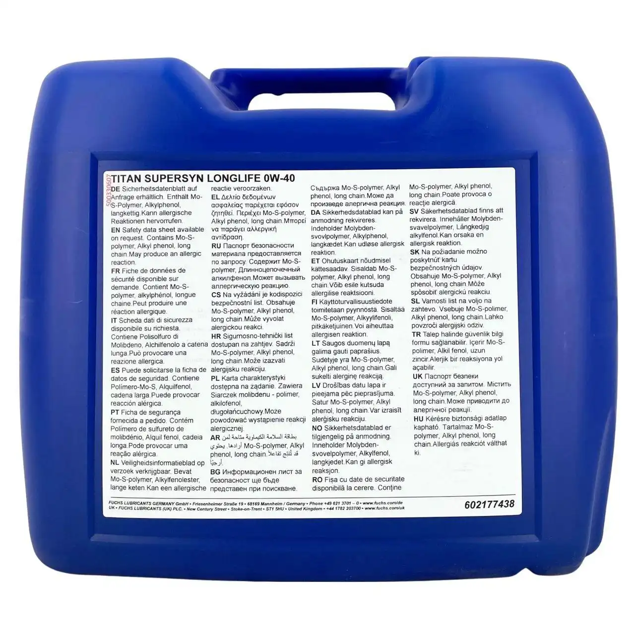 Fuchs Titan Supersyn Longlife 0W-40 20 Liter