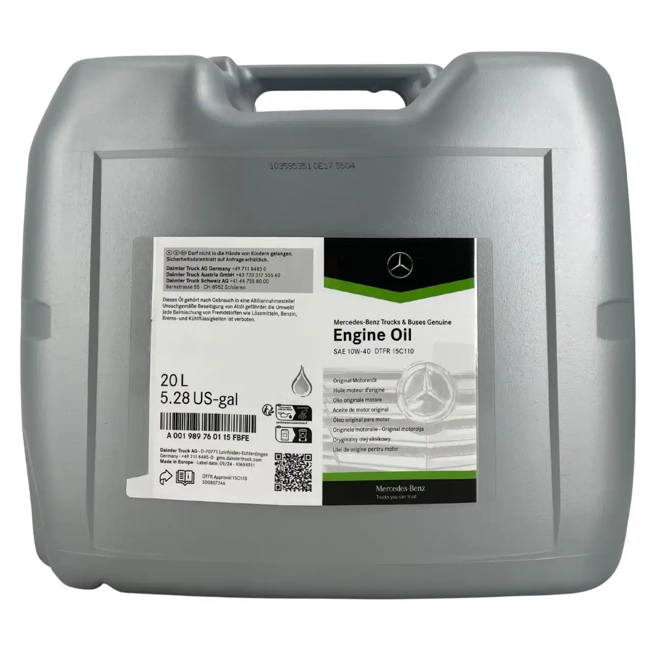 Mercedes 10W-40 DTFR 15C110 20 Liter