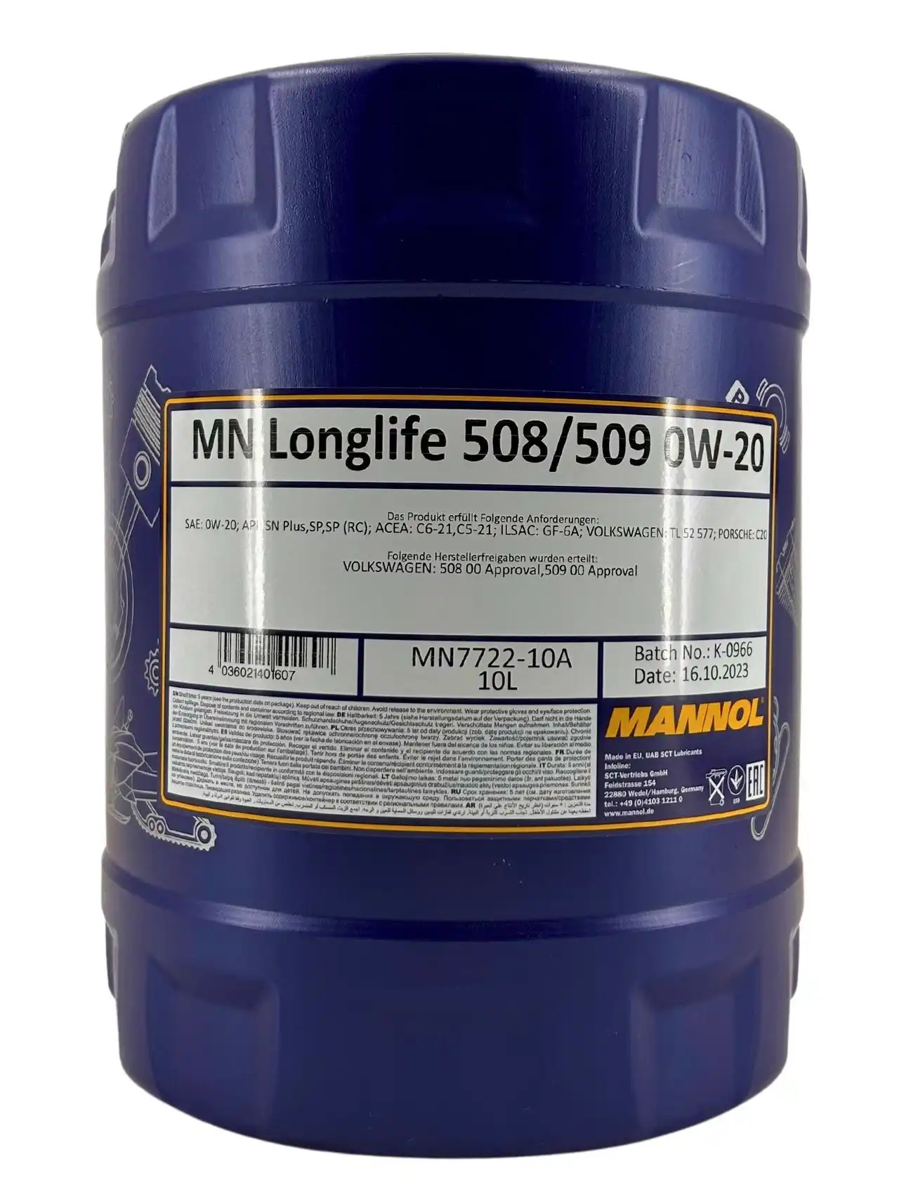 Mannol Longlife 508/509 0W-20 10 Liter