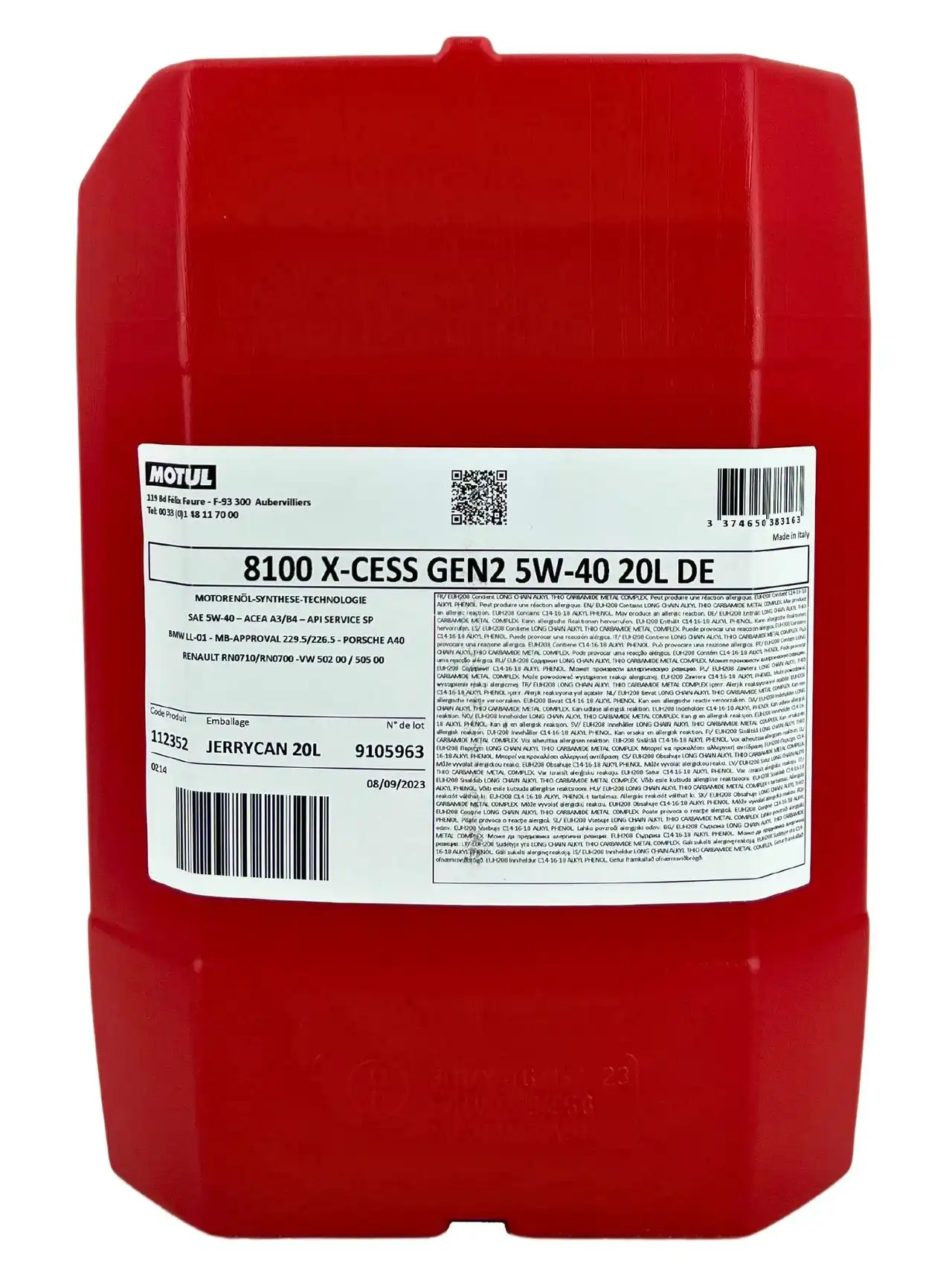 Motul 8100 X-cess GEN2 5W-40 20 Liter