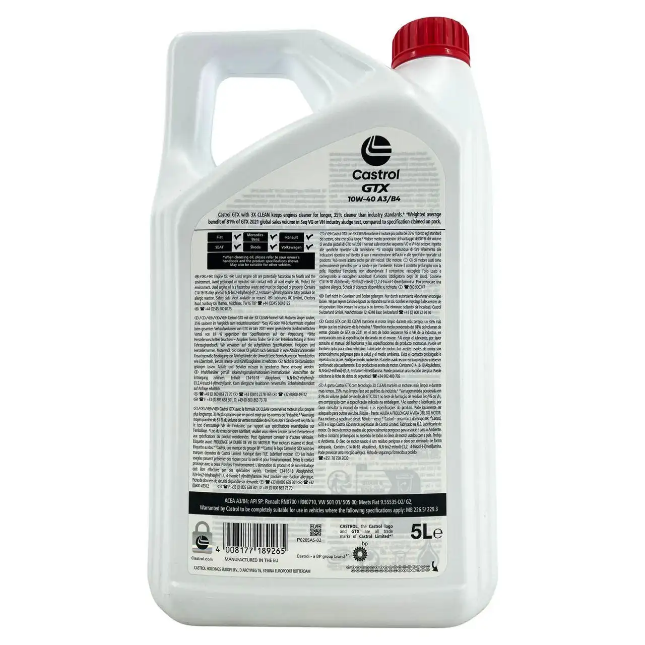 Castrol GTX 10W-40 A3/B4 5 Liter