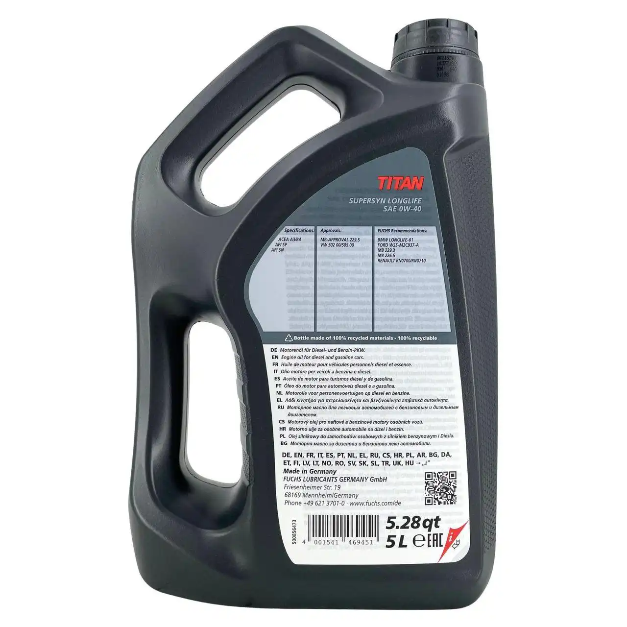 Fuchs Titan Supersyn Longlife 0W-40 5 Liter